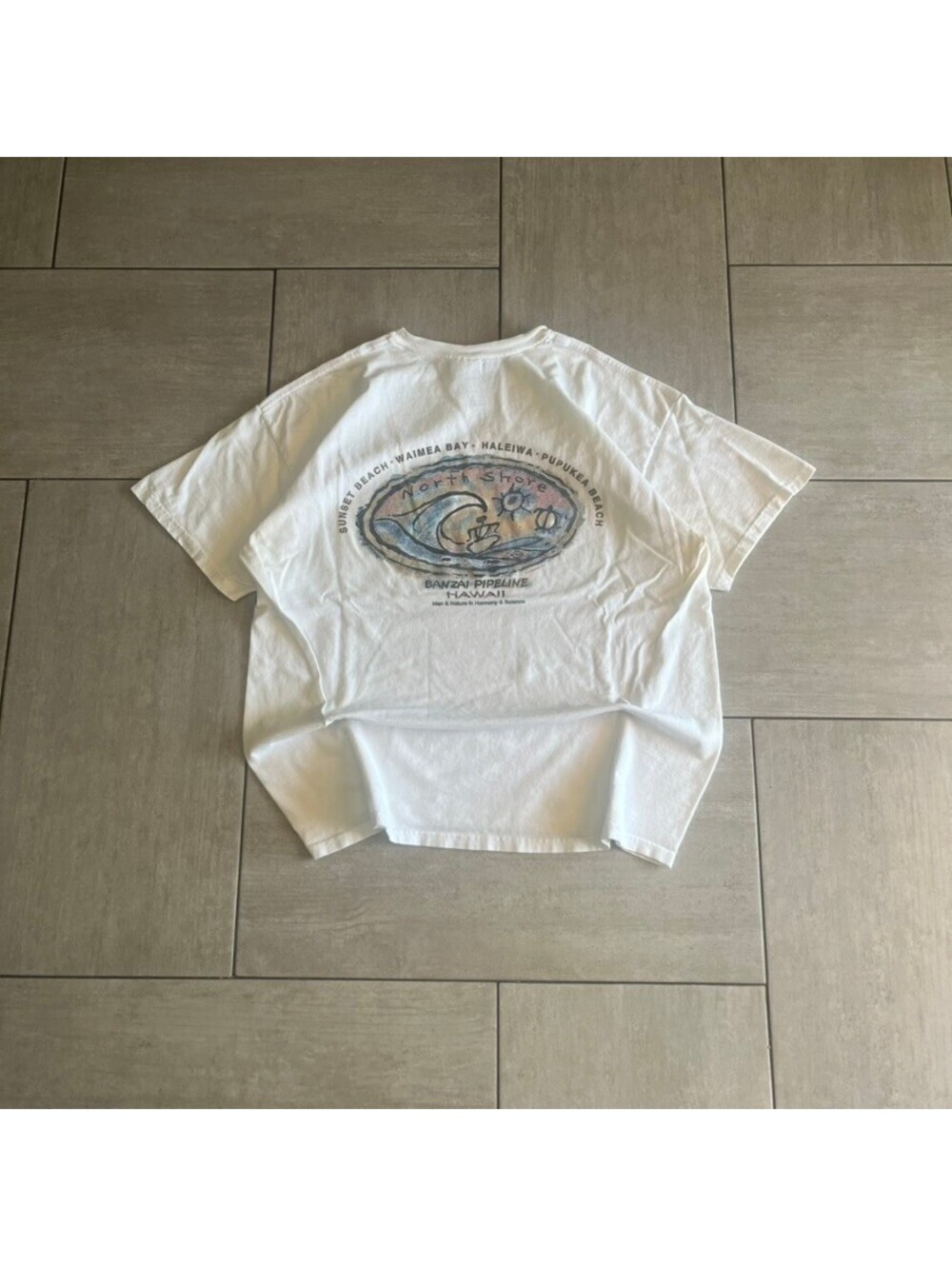 Vintage Hanes Heavyweight White Graphic T-Shirt Size XL Surf Design